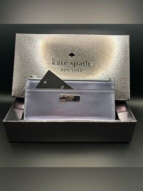 Kate Spade Kenzie Slim Zip Cardholder Wallet Candied Lilac Metallic NWT